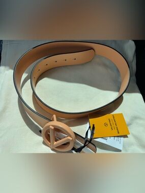 ‼️Mario Valentino Peach Logo Circle Buckle Leather Belt